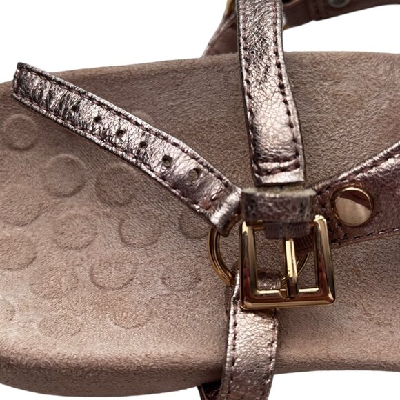 Vionic Kirra T-Strap Comfort Lightweight Metallic Champagne Sandals Women's 9 - Picture 9 of 10